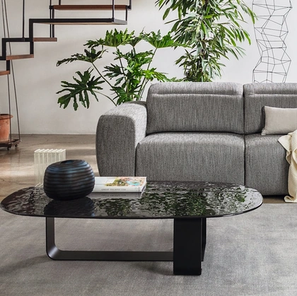Tavolino Ribbon in vetro e metallo di Calligaris