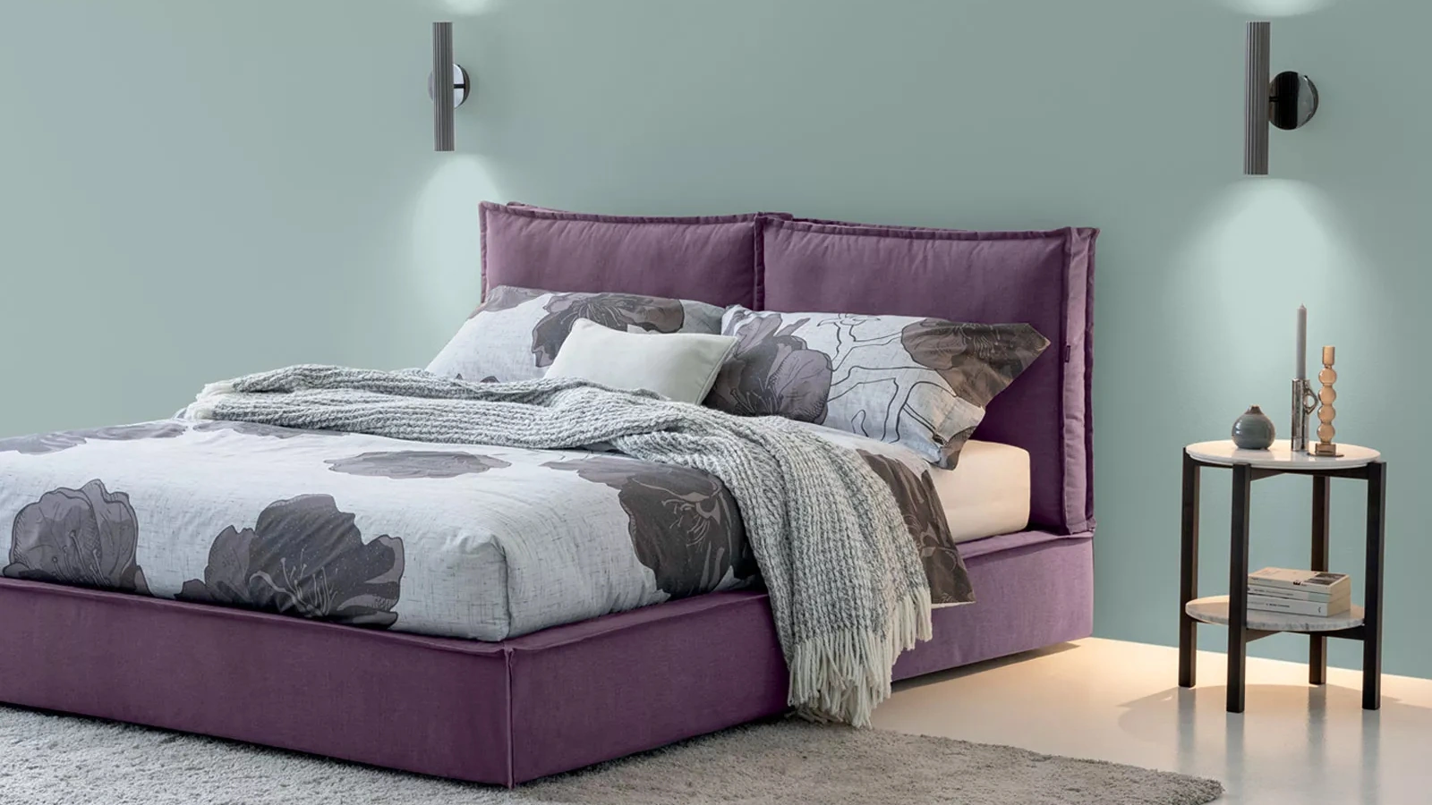 Letto in tessuto Metro con box contenitore di Oggioni