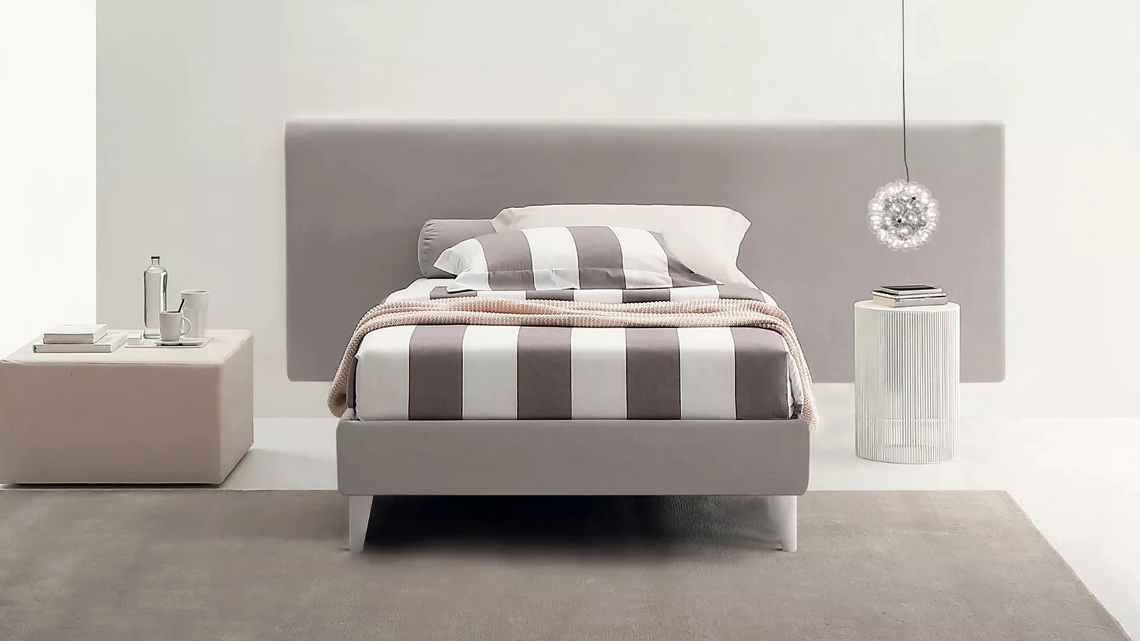 Letto singolo Kelly Tessile con contenitore di Oggioni