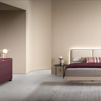 Letto Voile in legno laccato e tessuto di Alf Da Frè