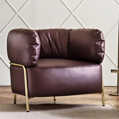 Poltroncina in pelle Quadrotta di Calligaris