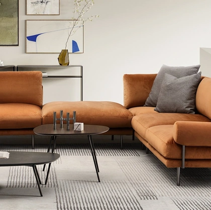 Divano angolare in tessuto Mies Roll di Calligaris