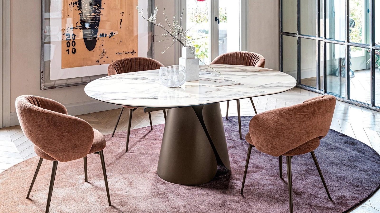 Sedia Anime in tessuto imbottito con gambe in metallo di Calligaris