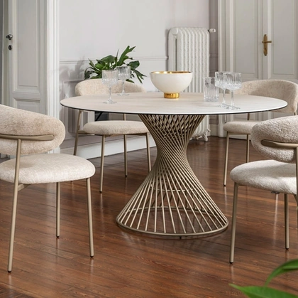 Tavolo rotondo in ceramica Vortex di Calligaris