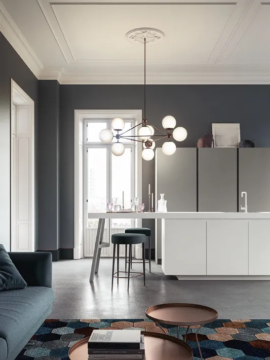 Cucina Moderna con isola Ante Rientranti 02 di Valdesign